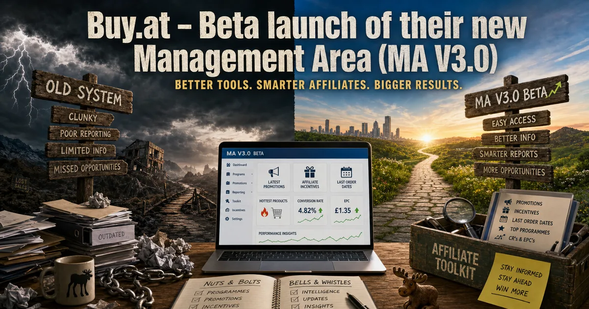 Illustration for the post: Buy.at – Beta launch of their new Management Area (MA V3.0)