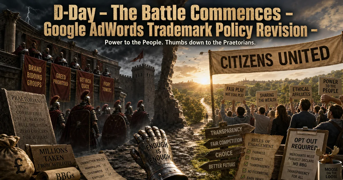 Illustration for the post: D-Day – The Battle Commences – Google AdWords Trademark Policy Revision –