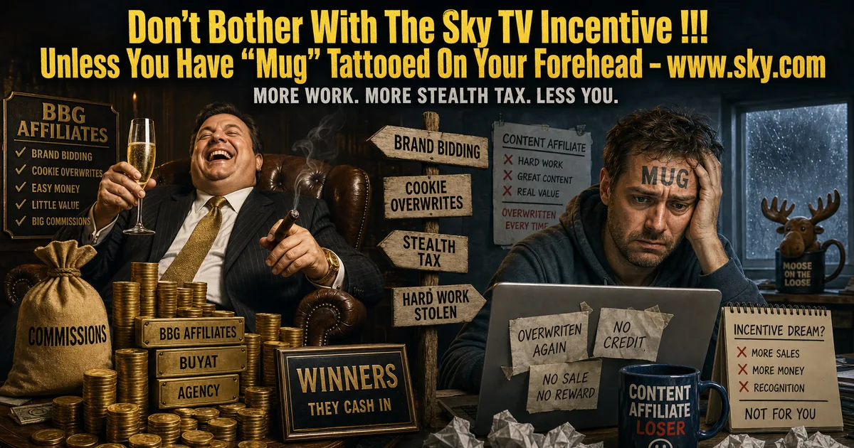 Illustration for the post: Don’t Bother With The Sky TV Incentive !!! Unless You Have “Mug” Tattooed On Your Forehead – www.sky.com