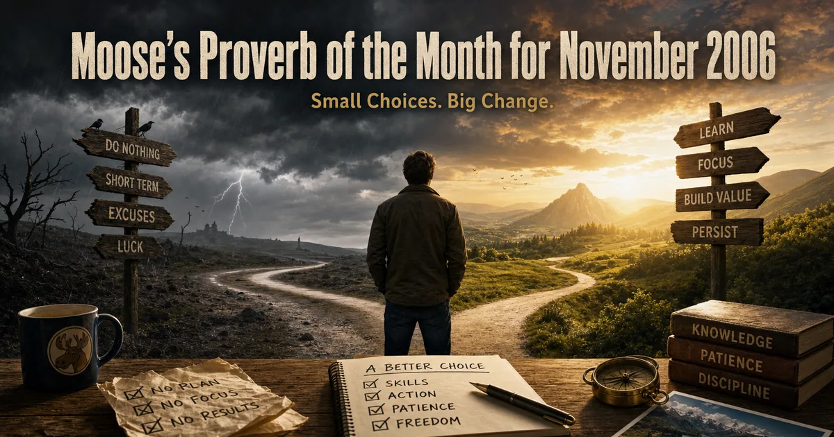 Illustration for the post: Moose’s Proverb of the Month for November 2006
