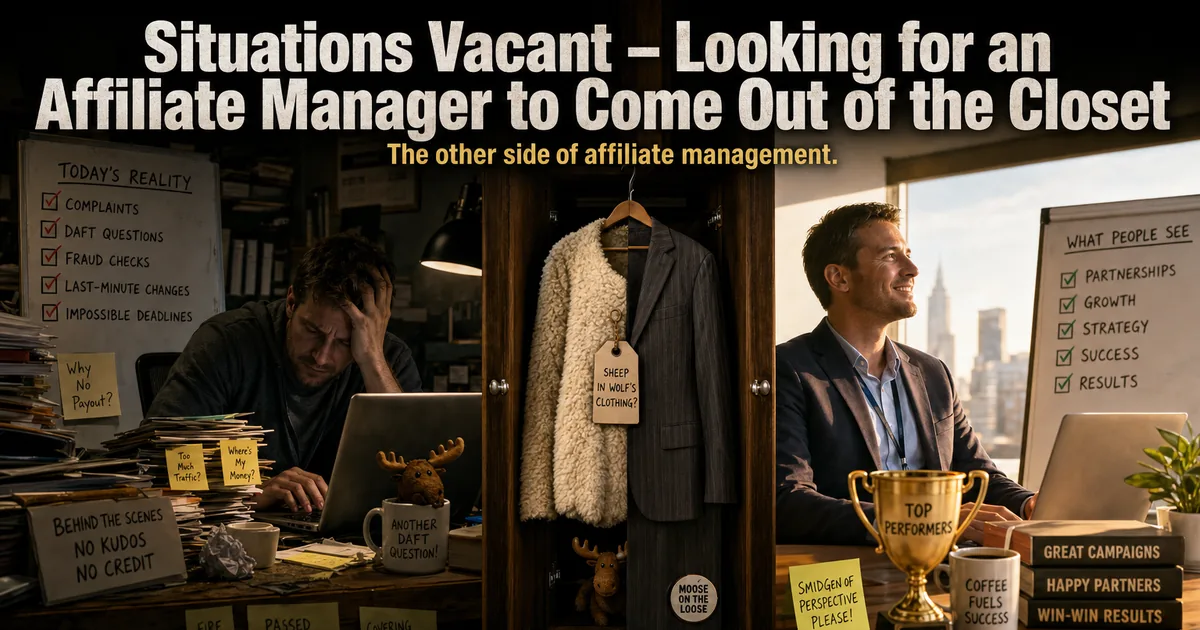 Illustration for the post: Situations Vacant – Looking for an Affiliate Manager to Come Out of the Closet