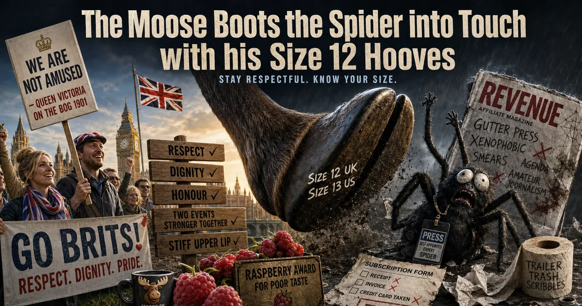 Illustration for the post: The Moose Boots the Spider into Touch with his Size 12 Hooves