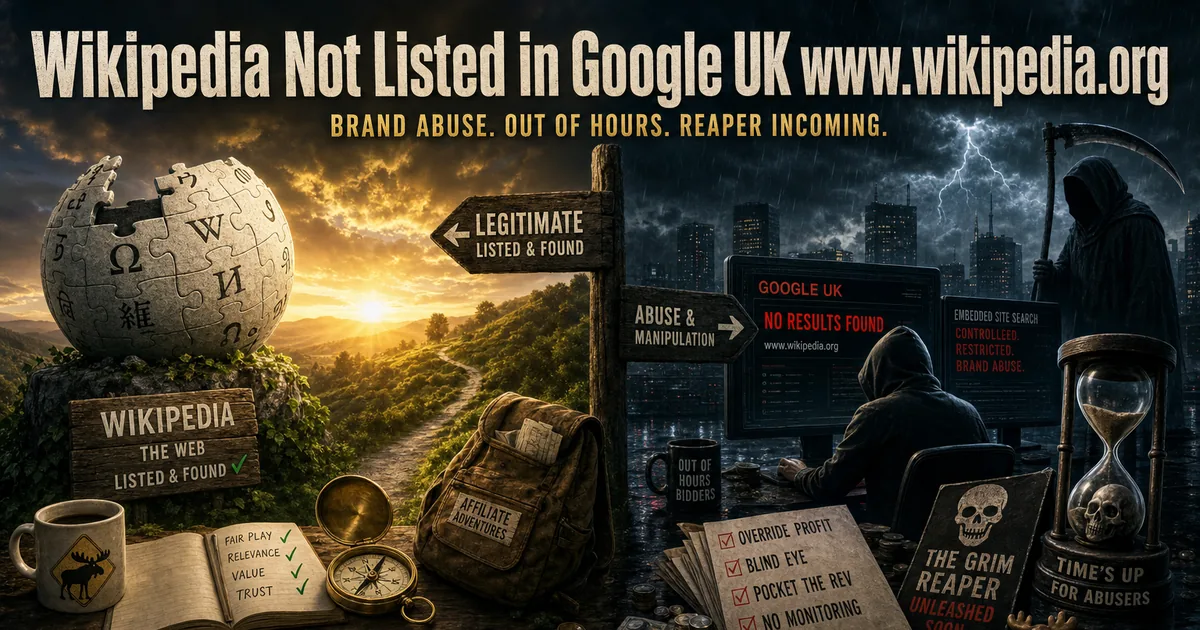 Illustration for the post: Wikipedia Not Listed in Google UK www.wikipedia.org